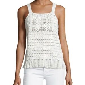 Joie Zaylee crochet raw hem tank top small white